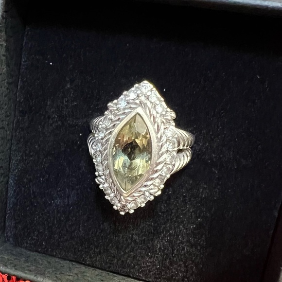 Judith Ripka GORGEOUS Olive Quartz & Sterling Silver Cubic Zirconia ring-SZ 6 - Picture 11 of 15